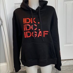 FLAMINGO BLACK & RED “IDK” GRAPHIC HOODIE SWEATSHIRT SIZE 2XL NWOT